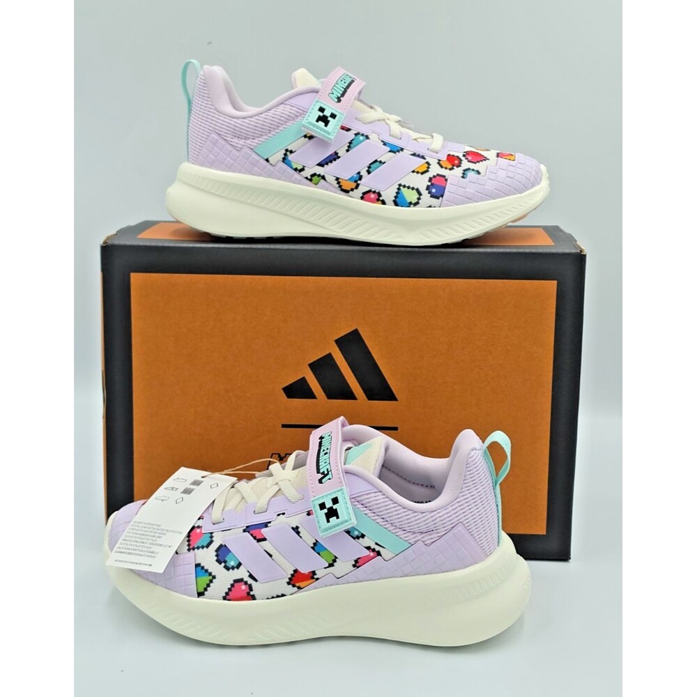 Adidas x Minecraft FortaRun 4.0 Kids 1.5 Purple Creeper JR1950 NIB